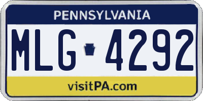 PA license plate MLG4292