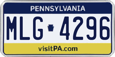 PA license plate MLG4296