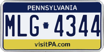 PA license plate MLG4344