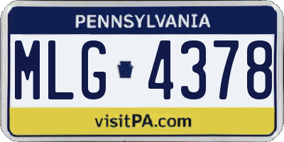 PA license plate MLG4378