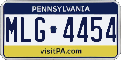 PA license plate MLG4454