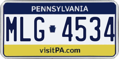 PA license plate MLG4534