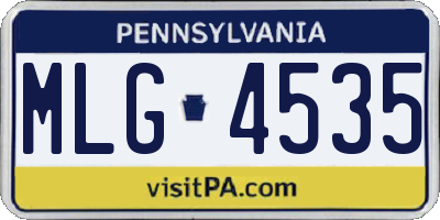 PA license plate MLG4535