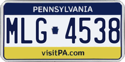 PA license plate MLG4538