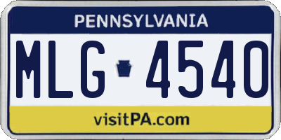 PA license plate MLG4540
