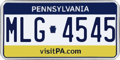 PA license plate MLG4545