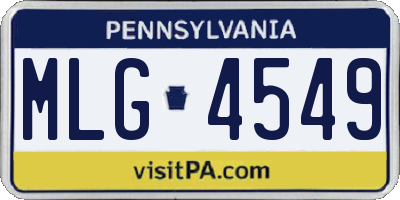 PA license plate MLG4549