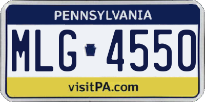 PA license plate MLG4550