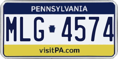 PA license plate MLG4574