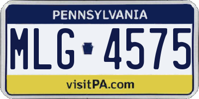 PA license plate MLG4575