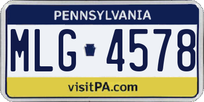 PA license plate MLG4578