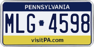 PA license plate MLG4598