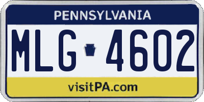 PA license plate MLG4602