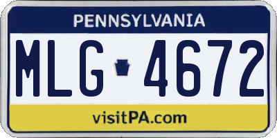 PA license plate MLG4672