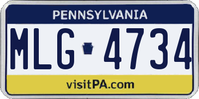 PA license plate MLG4734