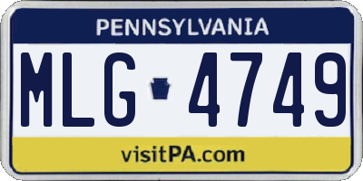 PA license plate MLG4749