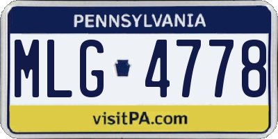PA license plate MLG4778