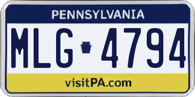 PA license plate MLG4794