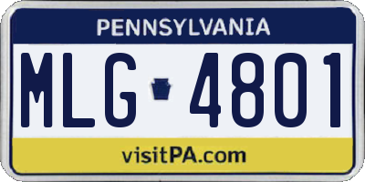 PA license plate MLG4801