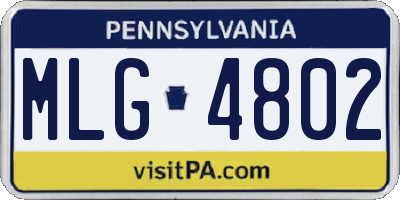 PA license plate MLG4802
