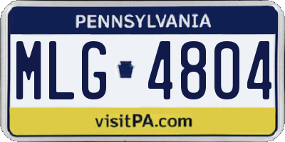 PA license plate MLG4804
