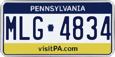 PA license plate MLG4834