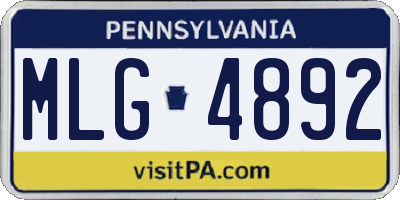 PA license plate MLG4892