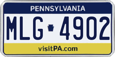 PA license plate MLG4902
