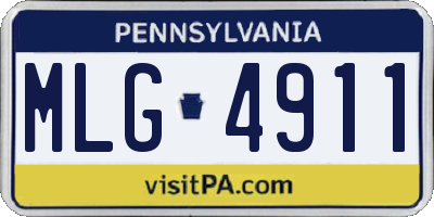 PA license plate MLG4911