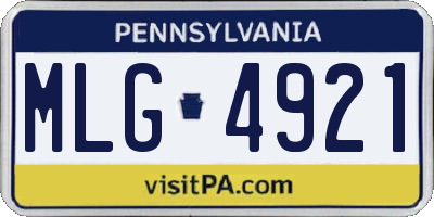 PA license plate MLG4921
