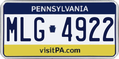 PA license plate MLG4922
