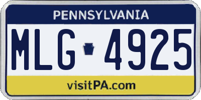PA license plate MLG4925