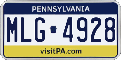 PA license plate MLG4928