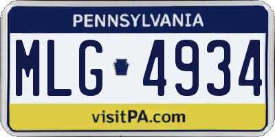 PA license plate MLG4934