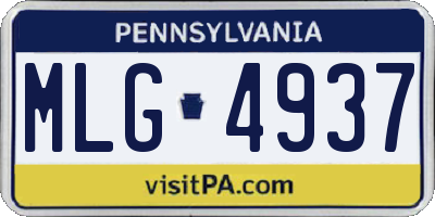 PA license plate MLG4937