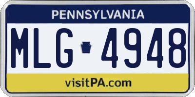 PA license plate MLG4948