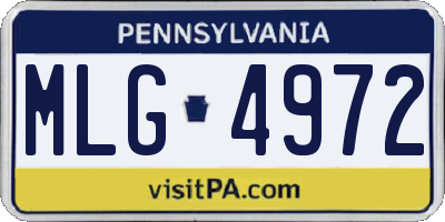 PA license plate MLG4972