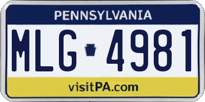 PA license plate MLG4981