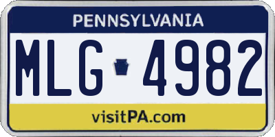PA license plate MLG4982