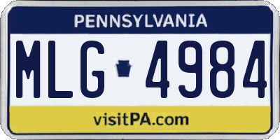 PA license plate MLG4984