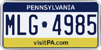 PA license plate MLG4985