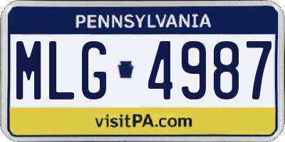 PA license plate MLG4987