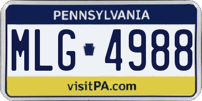 PA license plate MLG4988