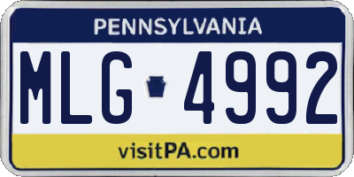 PA license plate MLG4992
