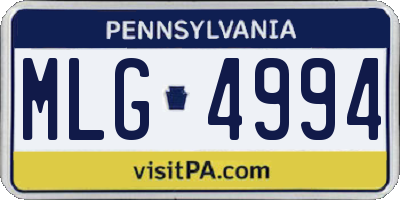 PA license plate MLG4994