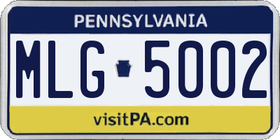 PA license plate MLG5002