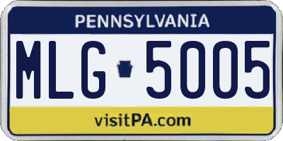 PA license plate MLG5005