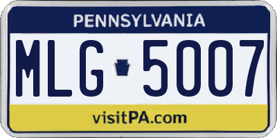 PA license plate MLG5007