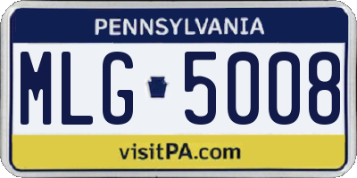PA license plate MLG5008