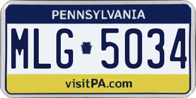 PA license plate MLG5034